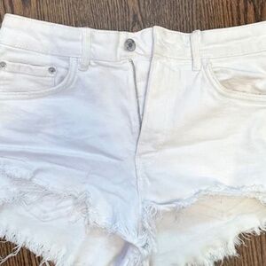 Zara white , jean shorts